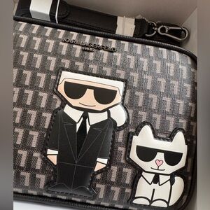 Karl Lagerfeld Black and Grey Camera Crossbody Bag